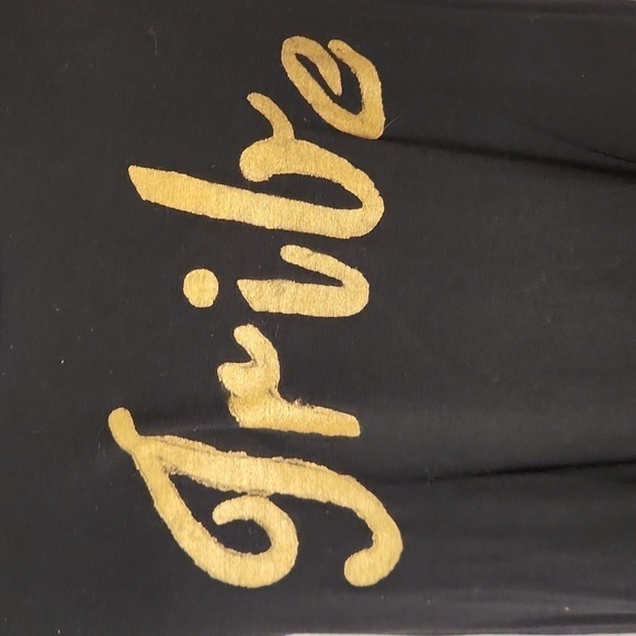 Tribe t-shirt Merona short sleeve black gold lettering boatneck M maternity hilo - Picture 2 of 11